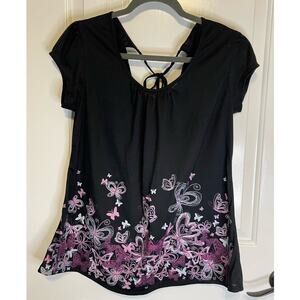 Hiatus Maternity Top blouse size Large butterflies